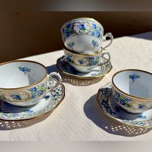 Schumann Bavaria Forget Me Not Tea Cup and Saucer Set circa 1947